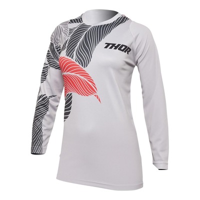 Maillot cross femme Thor Sector Urth gris clair/corail