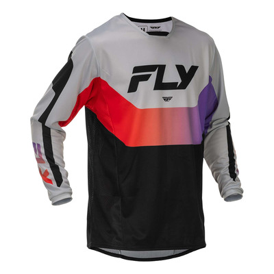 Maillot cross Fly Racing Kinetic grey/red/purple/black