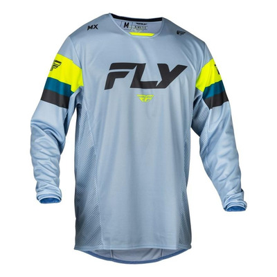 Maillot cross Fly Racing Kinetic Prix ice grey/charcoal/jaune fluo