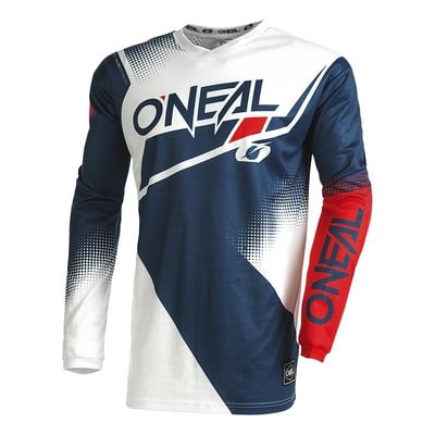 Maillot cross O'Neal Element Racewear V.22 bleu/blanc/rouge