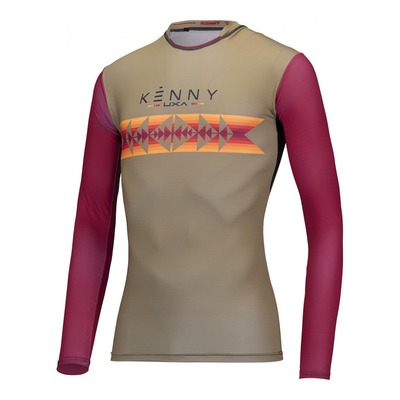 Maillot vélo VTT manches longues Kenny Charger femme beige/rouge