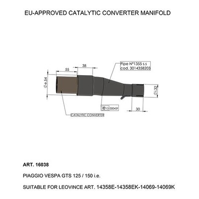 Manchon catalysé Leovince Vespa GTS 125 17-20