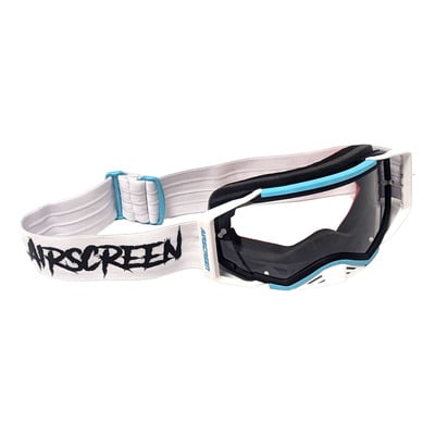 Masque cross AirScreen Aero 02 MX white/black/turquoise – clear