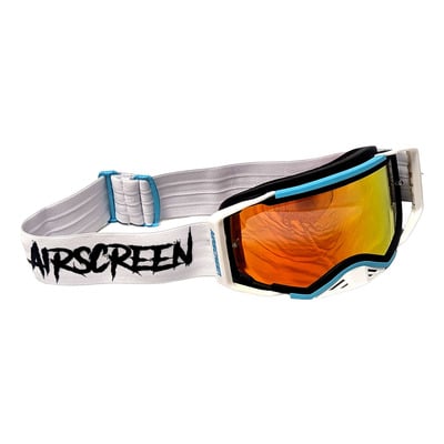 Masque cross AirScreen Aero 02 MX white/black/turquoise – iridium red + clear
