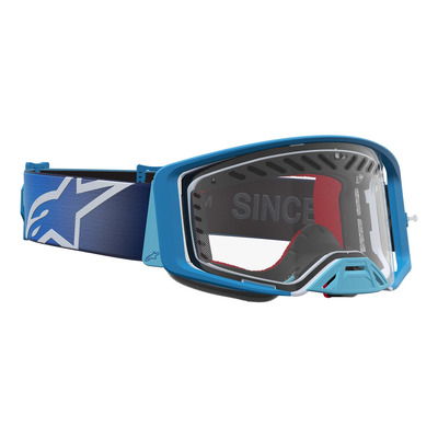 Masque cross Alpinestars Supertech Dura Air Fluid blue fade/silver – Clear