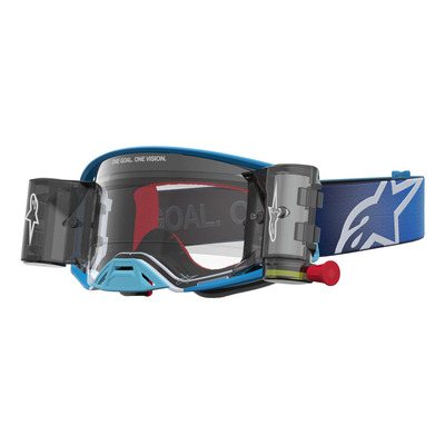 Masque cross Alpinestars Supertech Firma Roll-Off blue/silver – Clear