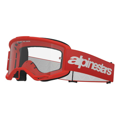 Masque cross Alpinestars Vision 3 Wordmark red – Clear