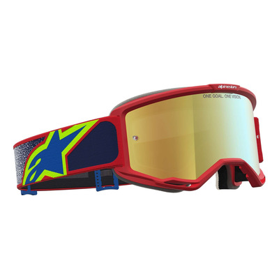 Masque cross Alpinestars Vision 5 Drag fire red/blue – Iridium gold