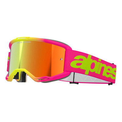 Masque cross Alpinestars Vision 5 Wordmark pink/yellow fluo – Iridium Red