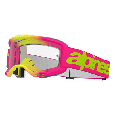 Masque cross Alpinestars Vision 5 Wordmark pink/yellow fluo – Clear