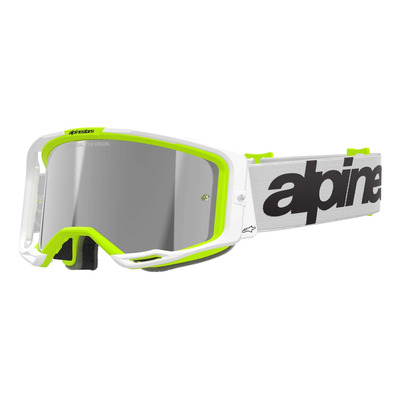 Masque cross Alpinestars Vision 8 Wordmark white/yellow fluo – Iridium Silver