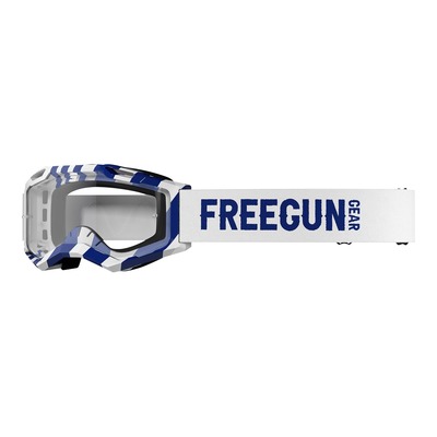 Masque cross Freegun Danger navy/blanc brillant- écran transparent