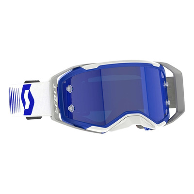 Masque cross Scott Prospect 2.0 AMP Chrome doppler white/blue – Écran iridium bleu works