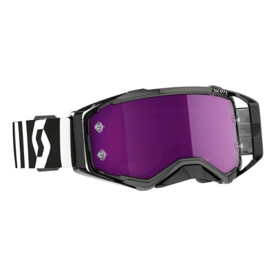 Masque cross Scott Prospect Racing noir/blanc – écran Works chrome violet