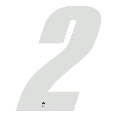 Numéro 2 YCF hauteur 8 cm blanc (3 pièces)