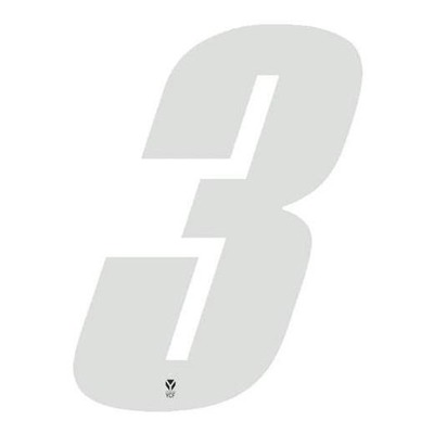 Numéro 3 YCF hauteur 8 cm blanc (3 pièces)