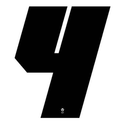 Numéro 4 YCF hauteur 11 cm noir (3 pièces)