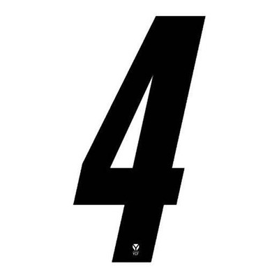Numéro 4 YCF hauteur 8 cm noir (3 pièces)
