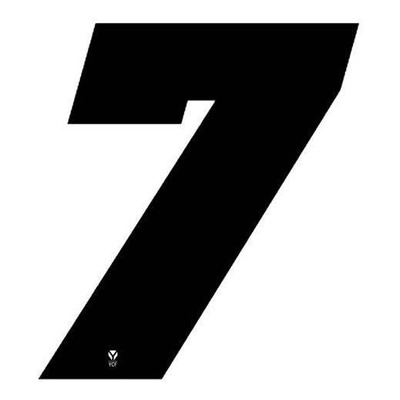 Numéro 7 YCF hauteur 11 cm noir (3 pièces)