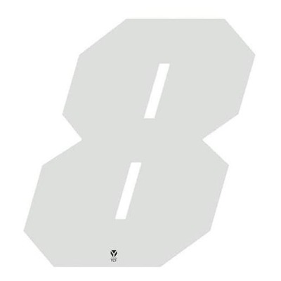 Numéro 8 YCF hauteur 11 cm blanc (3 pièces)