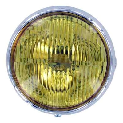 Optique de phare jaune avec interrupteur universel Ø 140mm chromé
