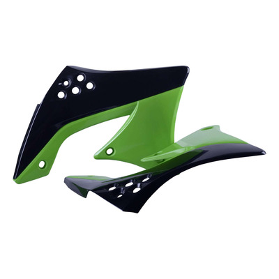 Ouïes de Radiateur POLISPORT Type Origine Noir / Vert - Kawasaki 450 KXF 09-11