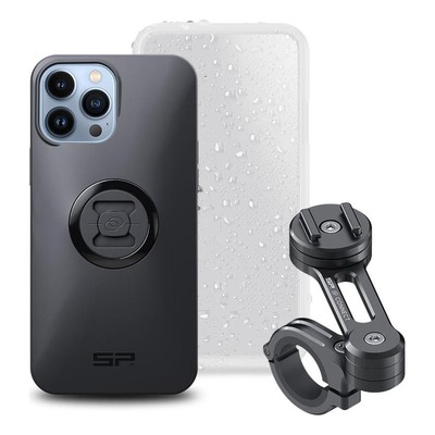 Pack complet SP Connect support téléphone fixation guidon moto noir iPhone 13 Pro Max