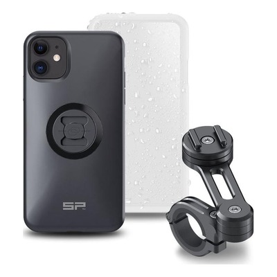 Pack complet SP Connect support téléphone fixation guidon moto noir iPhone 11