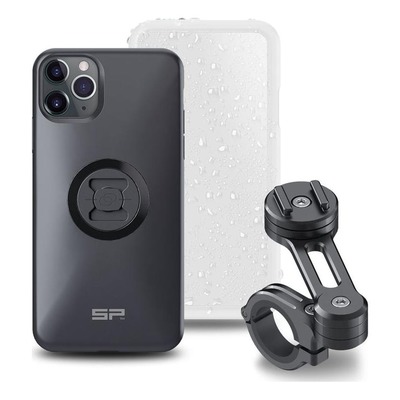 Pack complet SP Connect support téléphone fixation guidon moto noir iPhone 11 Pro Max