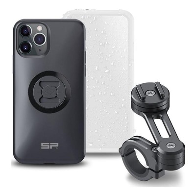 Pack complet SP Connect support téléphone fixation guidon moto noir iPhone 11 Pro