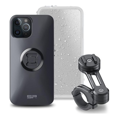 Pack complet SP Connect support téléphone fixation guidon moto noir iPhone 12 Pro Max