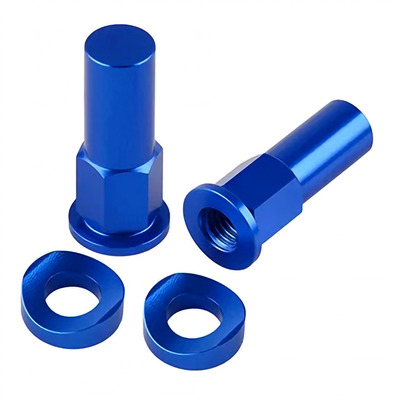 Paire d’Écrous de Gripster + Rondelles BUD RACING en Aluminium Anodisé Bleu