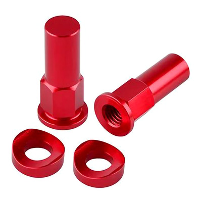 Paire d’Écrous de Gripster + Rondelles BUD RACING en Aluminium Anodisé Rouge