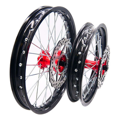 Paire de Jantes Complètes YCF Factory Aluminium 17 Pouces / 14 Pouces – Noir / Rouge