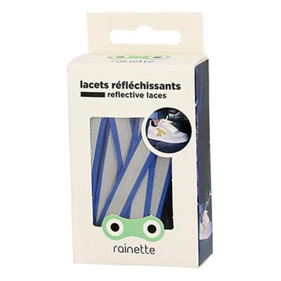 Paire de lacets Rainette réfléchissants 120cm bleu et bande grise
