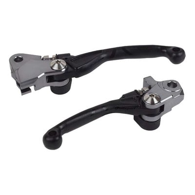 Paire de Leviers Incassables POLISPORT PIVOT Noirs – Kawasaki 250 / 450 KXF 05-12