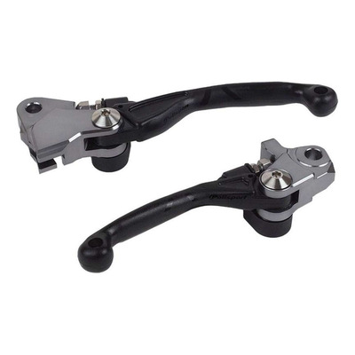 Paire de Leviers Incassables POLISPORT PIVOT Noirs – Suzuki 250 / 450 RMZ 07-25