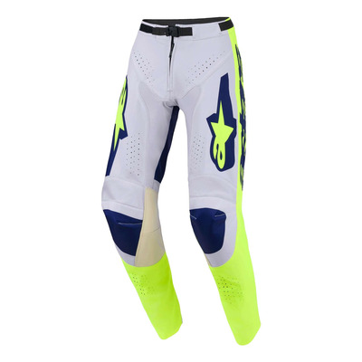 Pantalon cross Alpinestars Racer Air Riway light gray/yellow fluo/blue