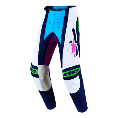 Pantalon cross Alpinestars Techstar Maven white/blithe blue/green fluo