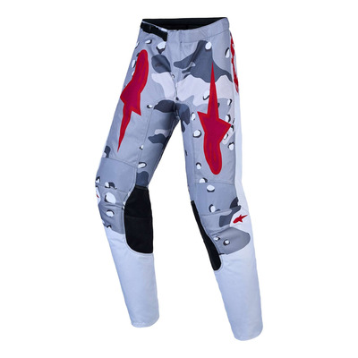 Pantalon cross enfant Alpinestars Fluid Youth Lone gray camo/white/fire red