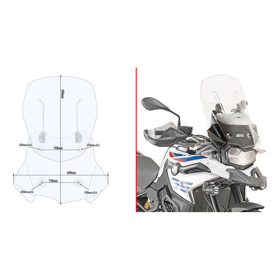 Pare-brise modulable Givi Airflow BMW F 750 GS 18-23 transparent