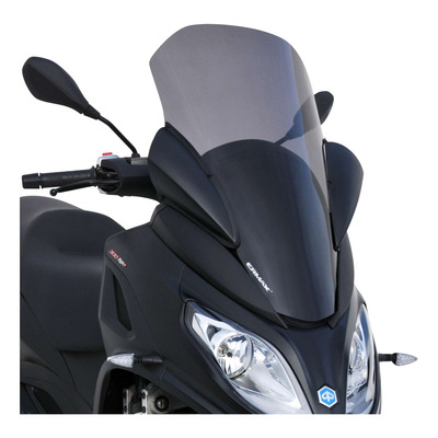 Pare-brise Touring Ermax 68 cm Piaggio MP3 300 HPE 19-24 gris satin opaque avec protections mains