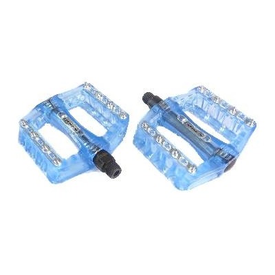 Pédales plates de BMX Token bleues avec pointes remplaçables (paire)