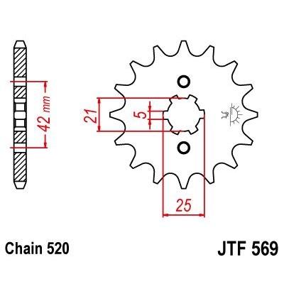 Pignon JT Sprockets Acier pas 520 11 dents - Pour Kawasaki KX 500 87-04