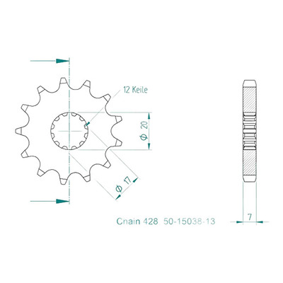 Pignon Supersprox 428 12 dents Sherco SM 50 R 21-25
