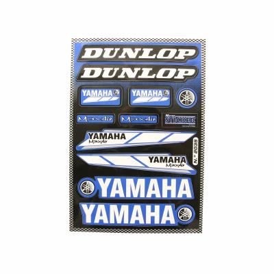 Planche 12 autocollants racing Yamaha Dunlop 33cm x 22cm bleu/noir
