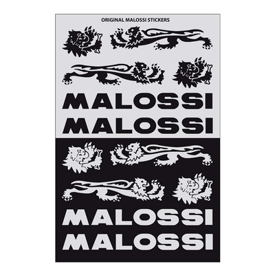 Planche autocollants Malossi noir et blanc 11,5x16,8 cm