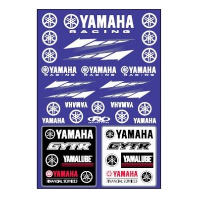 Planche 24 autocollants Factory Effex Yamaha Racing bleu/blanc 48cm x 33cm