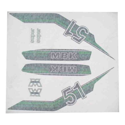 Planche de 8 autocollants stickers vert pour MBK 51 super