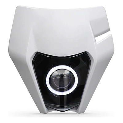 Plaque phare LED Allpro blanche type KTM EXC anneau LED RVB